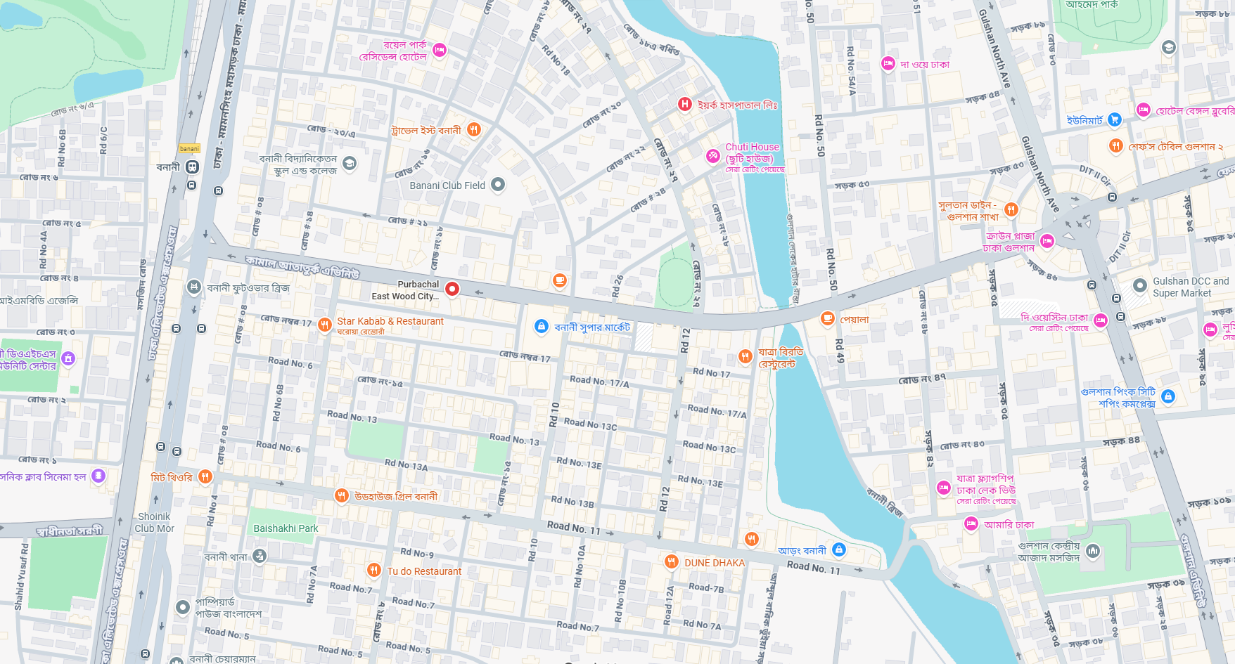 Purbachal Eastwood City — Project Locations Map